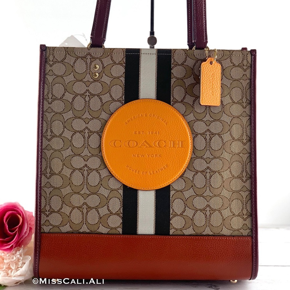 NWT COACH Dempsey Tote Bag In Signature Jacquard With Stripe And Coach Patch - Picture 1 of 16